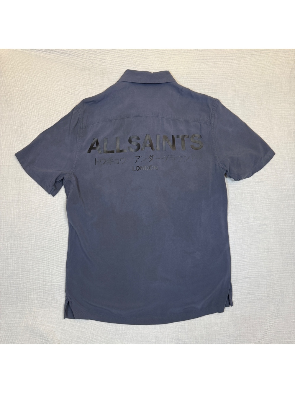Underground Logo Short Sleeve Camp Shirt AllSaints Gray XS